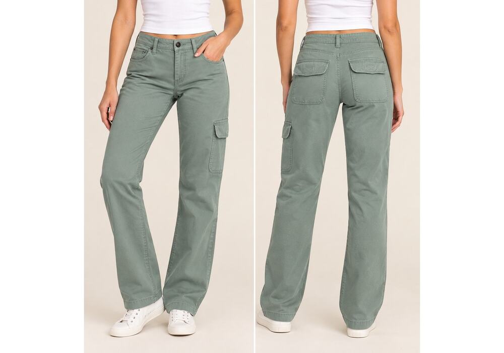 B. Moss Sage Green Cargo Utility Pants Size 6 Y2K Straight Leg